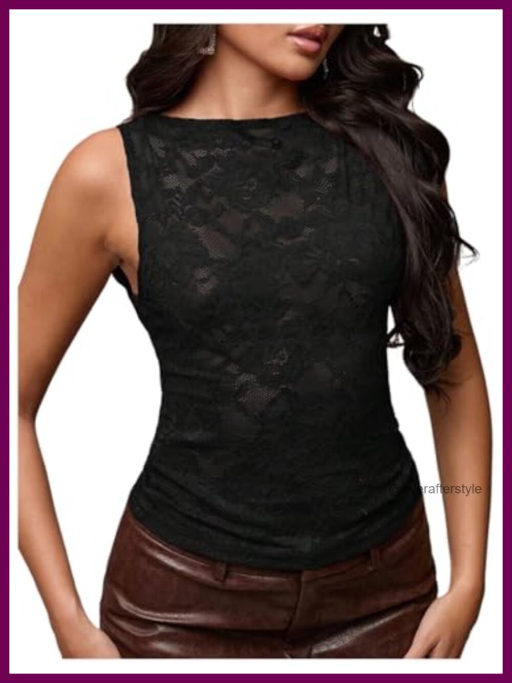 Lace Sleeveless Tank Top Sheer Slim Fit Y2K Going Out Top